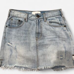One Teaspoon Distressed Denim 2020 Mini Skirt Women Size 29 Light/Medium Wash